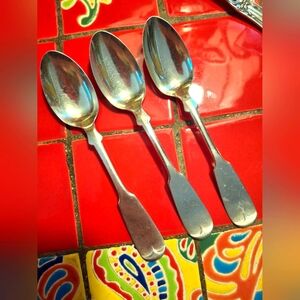 Coin Silver Teaspoons 1800's Set Of 3 Vintage Antique